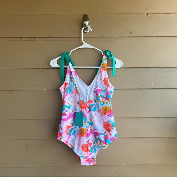 Posh Peanut Ozzy Abstract Print One-Piece Swimsuit - Turquoise - Size Large NWT - Picture 4 of 7